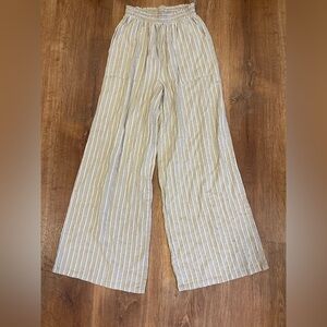 Miami beige and cream stripped flowy wide leg pants​​​